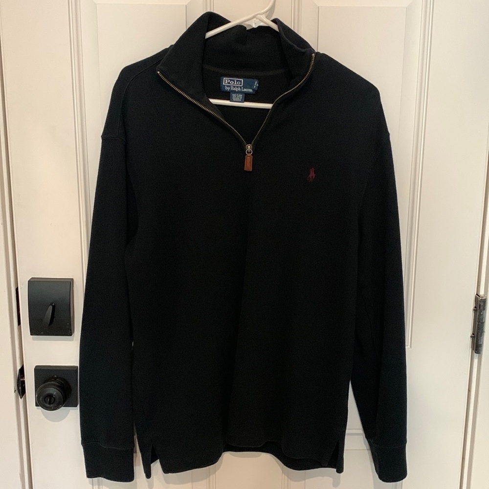 Mens Black Polo by Ralph Lauren quarter zip sweater size Medium never worn